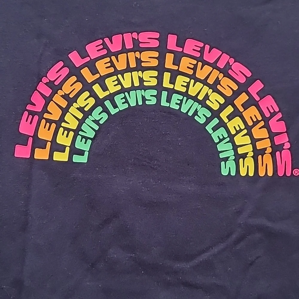Levis Girls Long Sleeve Crew Neck Navy Blue Logo T-Shirt, NWOT, Size 14/16